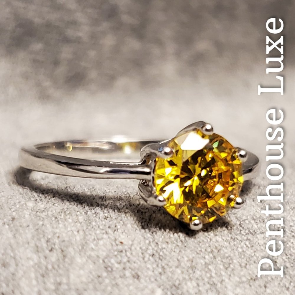 Sterling Silver And Genuine Solitaire Citrine Ring - image 3